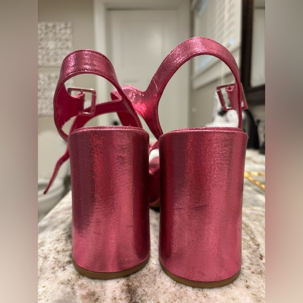 Metallic Pink Chunky Platform Sandals - Picture 5 of 5